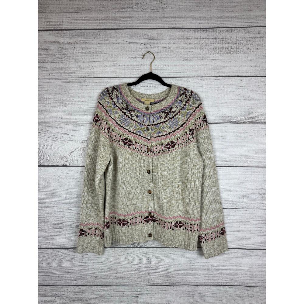 Bechamel Women's Cream Knit Button Up Sweater Cardigan Size XL